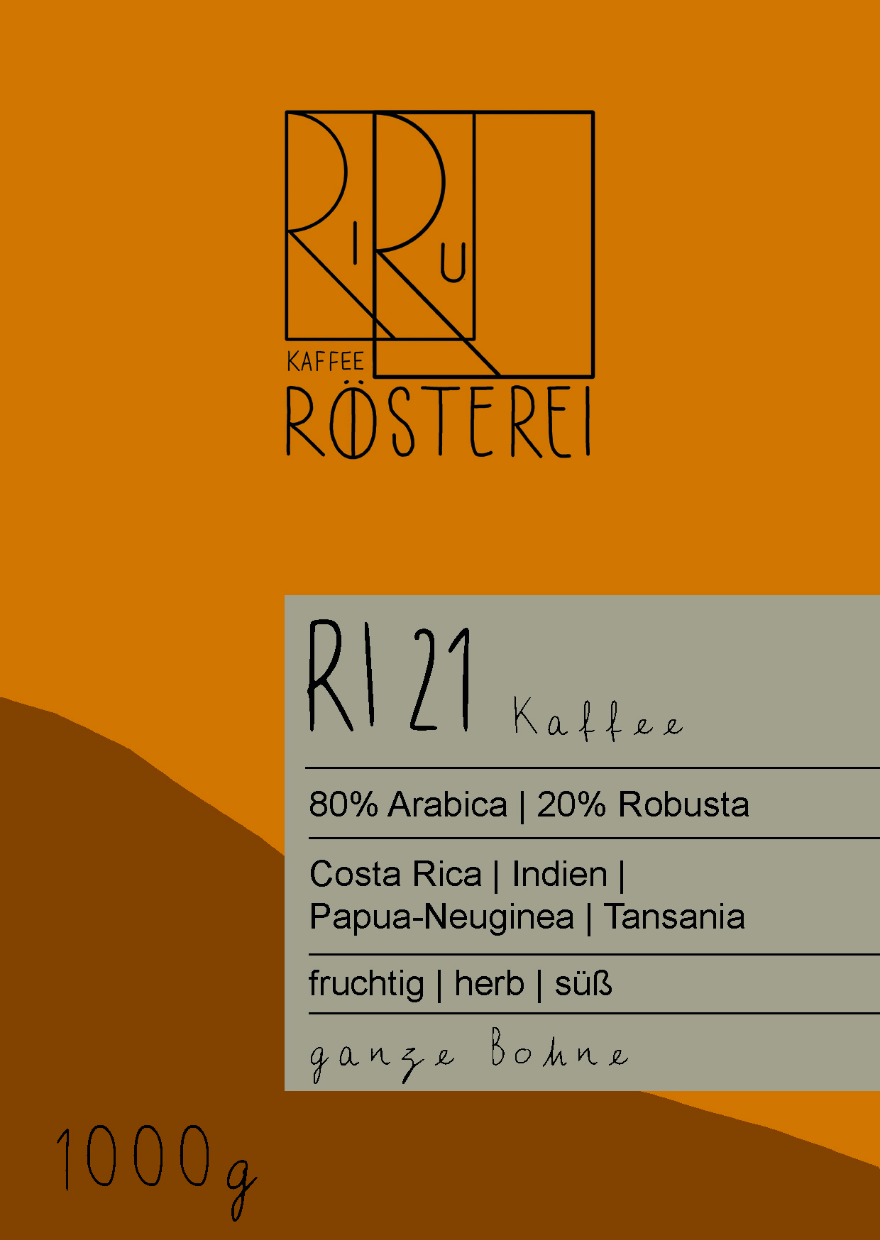 RI21_1000g_A6_ganzeBohne Kopie.jpg RI21 Kaffee - 85%Arabica, 15% Robusta