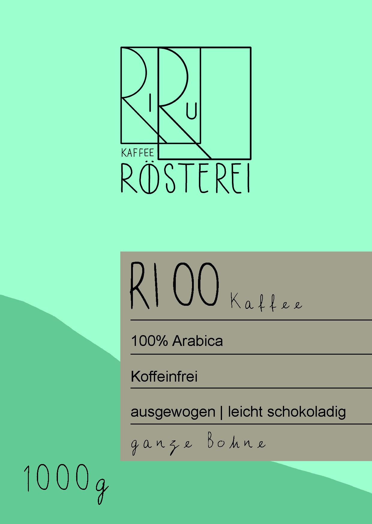 RI00 Kaffee - 100% Arabica, entkoffeiniert RI00 Kaffee - 100% Arabica, entkoffeiniert